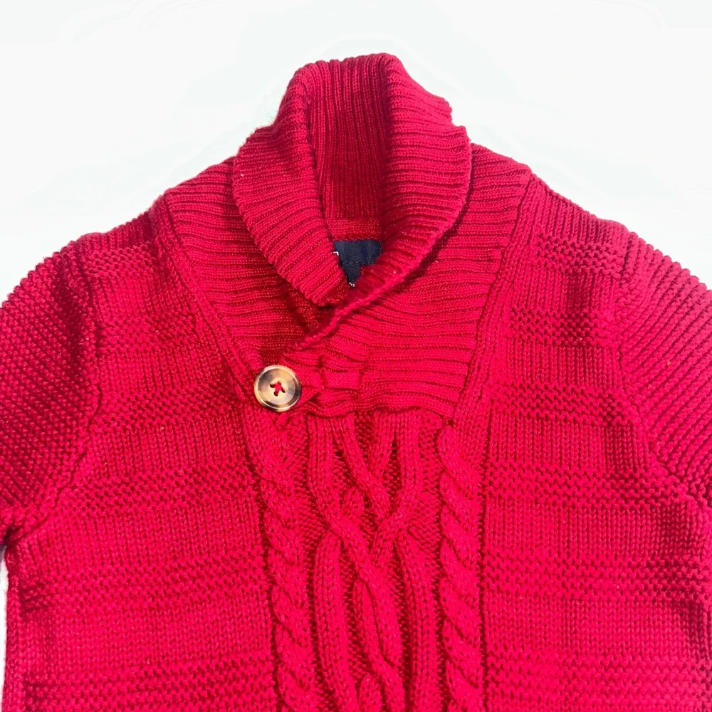 Baby Gap Red Cable Knit Sweater Romper Shawl Collar 6-12 Months Holiday Jumpsuit